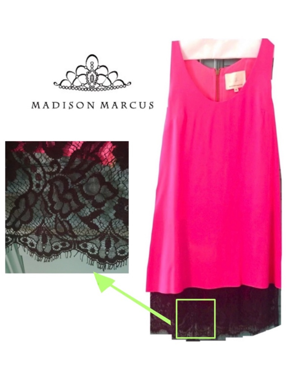 Madison Marcus Silk Lace Tank Dress with dual Zip - Size XS